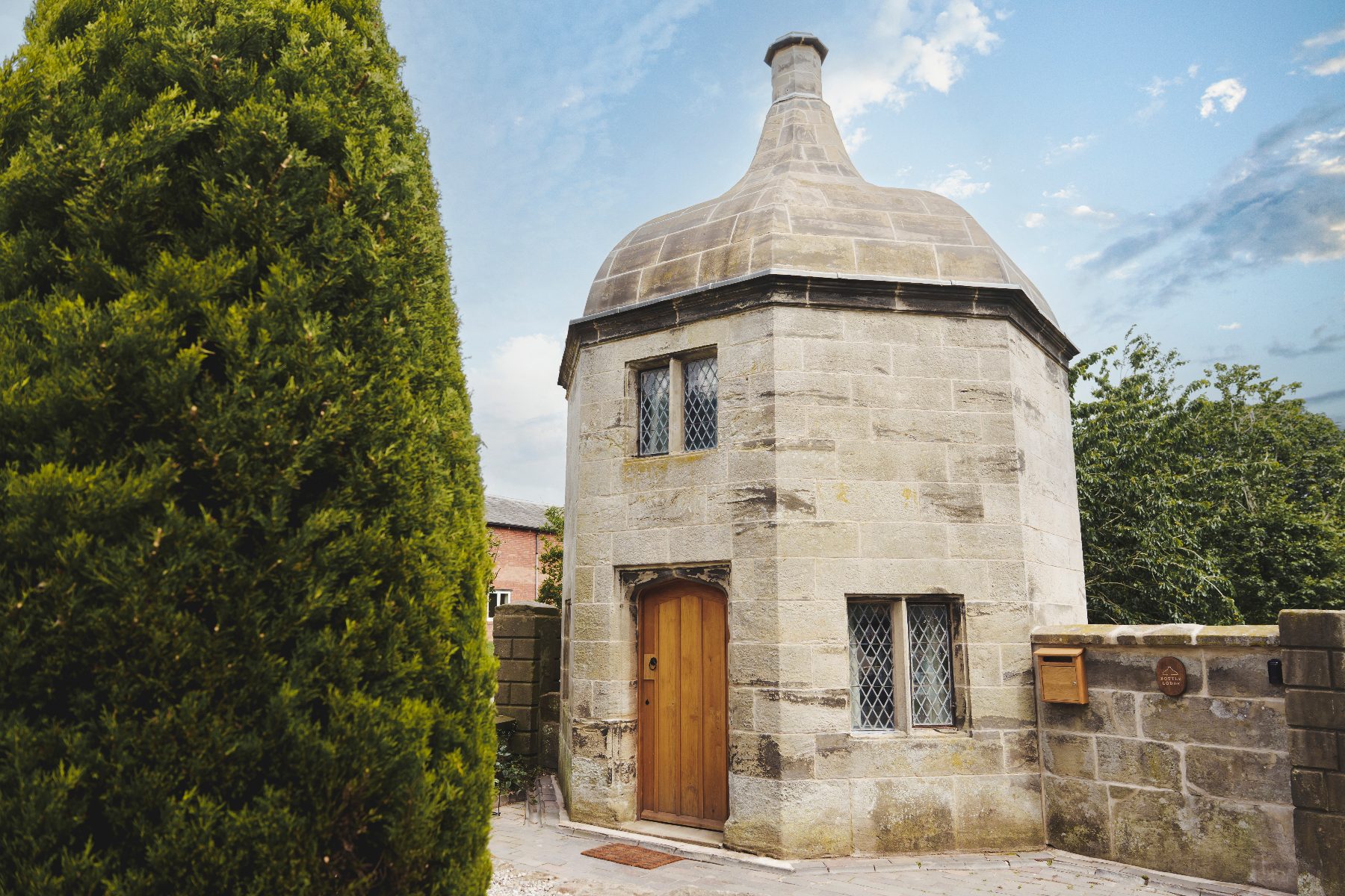 The restored octagonal Bottle Lodge in Tixall